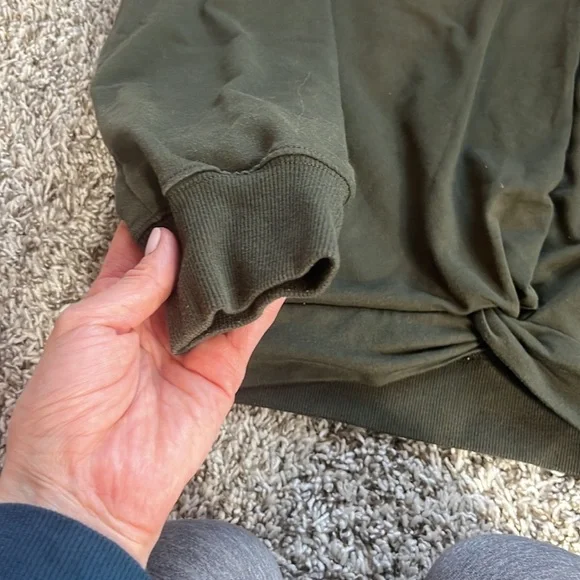 Micheal Kors Olive Green Front Knot Crew Neck Sweater size medium - Picture 5 of 8